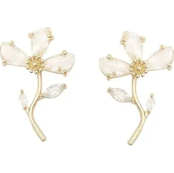 Náušnice B-TOP Dámské pozlacené náušnice se zirkony Květina