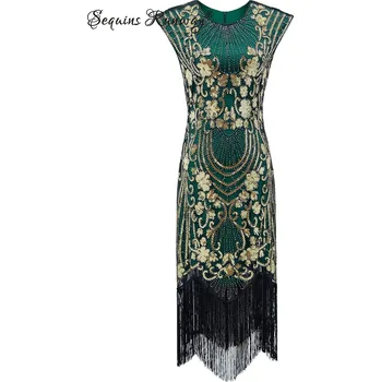 Dámské šaty Midi večerní šaty Sequins SQ777 Barva: Zelená, Velikost: 4XL