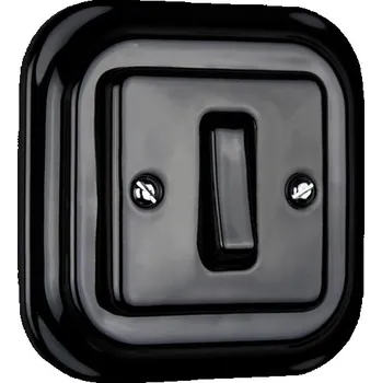 Elektrická zásuvka Elhard KV5301B Keramik vypínač č.1 - hranatý, klapka, černý - komplet