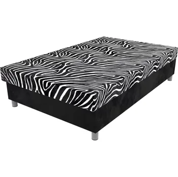 Postel Čalouněná postel Tina vzorovaná na nohách s lamelovým roštem a úložným prostorem - Zebra/černá, 110 x 195 cm, Bez navýšení, Molitanová 11 cm