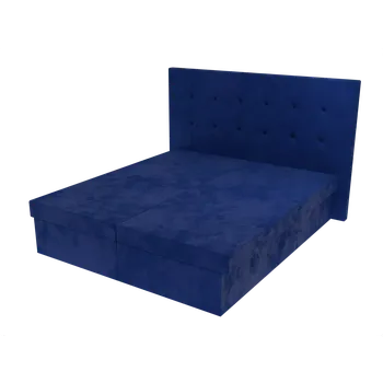 Postel Manželská postel Sofie s čelem s vtahy a úložným prostorem - Modrá, 170 x 195 cm, Bez navýšení, Molitanová 12 cm