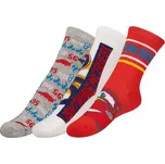 Ponožky dětské Auta - sada 3 páry 31-34 bílá, červená, oranžová, modrá, šed