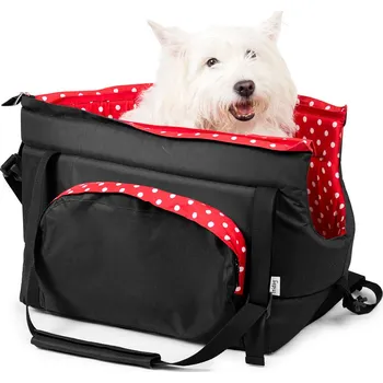 Taška pro psa a kočku Iridog Taška na psa CARRIE no.6 černá s červeným puntíkem v34 x š26 x d50 cm
