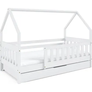 Dětská postel Eka Dětská dřevěná postel ve tvaru domečku JASMÍNA, 160 x 80 cm Bílá ROŠT ZDARMA