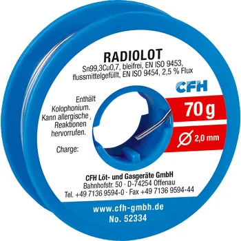 Páječka CFH Cínová pájka RL334, ⌀ 2 mm, 70 g 52334