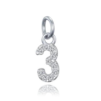 Souprava šperků MINET Stříbrný přívěs číslice "3" vykládaný zirkony JMAS9013SP00