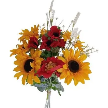 umělá květina Umělá kytice slunečnic a vlčího máku, 80 x 19 cm, mix barev