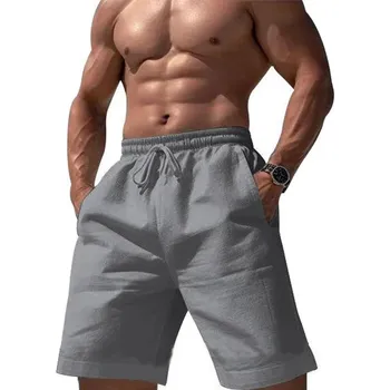 Pánské kraťasy Volné pánské šortky na léto s vázáním Barva: Šedá, Velikost: S