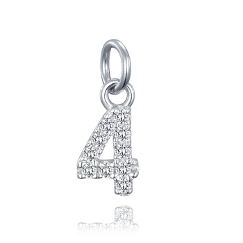 Přívěsek MINET Stříbrný přívěs číslice "4" vykládaný zirkony