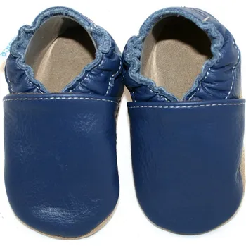 Capáčky BABICE Kožené capáčky s koženou podrážkou modré 2-3 roky Modrá 24-25