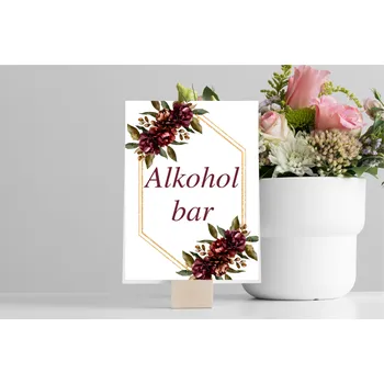 Svatební dekorace Personal Svatební informační karty - Bordó 12 ks Univerzální karta: Rovná