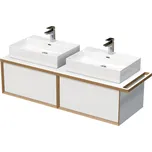 OXO multi - skříňka 140 cm s 2 umyvadly na desku, 2 zásuvky, držák na ručník vpravo, závěsná OXO MULTI 140D 2Z KDP