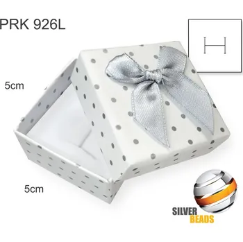 Dárková krabička Krabička na šperky. Materiál papír . Ozn. PRK 926L. Barva BÍLÁ s puntíky a ozdobnou stužkou.