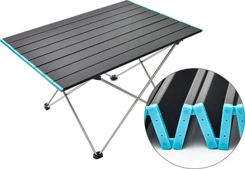 kempingový stůl Hliníkový skládací kempingový stolek 56 x 40 x 40 cm černý/stříbrný/modrý