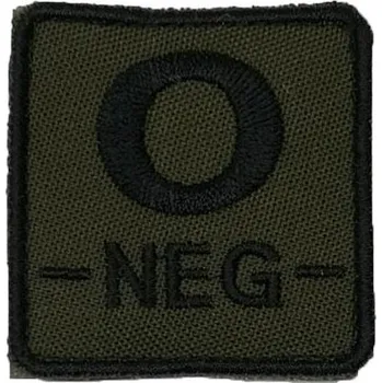 Nášivka NO NAME ID. krevní skupiny na suchý zip - 0 - NEG - olivová