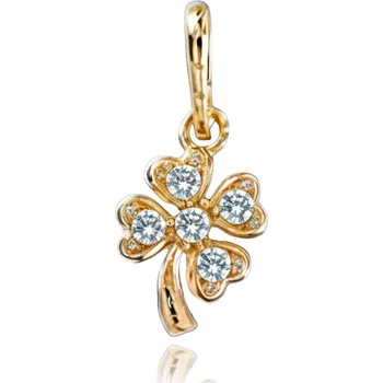 Přívěsek Zlatý přívěs čtyřlístek s bílými zirkony Au 585/1000 0,35g
