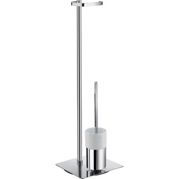Outline - držák toaletního papíru s WC štětkou, samostatně stojící - porcelán, chrom FK322P