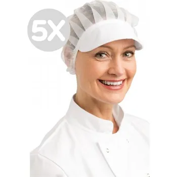 Gastro oděv Whites Chefs Clothing Whites čepice s kšiltem a síťkou bílá Počet kusů v sadě: 5 ks