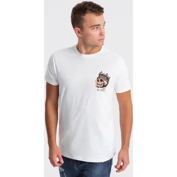 Męska bawełniana koszulka z nadrukiem na piersi biała