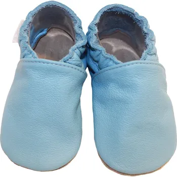 Capáčky BABICE Kožené capáčky s koženou podrážkou tyrkysové modré 6-12 měsíců Modrá 18-19