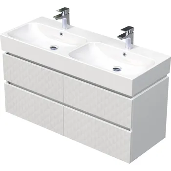Koupelnový nábytek Storm 3D - spodní skříňka pod dvojumyvadlo 120 cm, 4 zásuvky, závěsná, bílá STORM 3D 120D 4Z B073