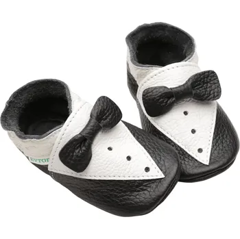 Capáčky EVTODI Kožené capáčky s koženou podrážkou smoking 18-24 měsíců Černá 22,5