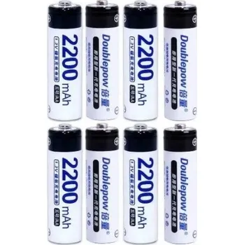 Článková baterie 8ks DOUBLEPOW výkonné nabíjecí baterie AA 2200 mAh 1,2V Ni-Mh, 1500x nabití