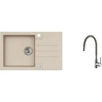 Granitový dřez Granitový dřez s baterií ALVEUS ROCK 130 Beige 55 780x480 mm + baterie Mintas SETA23198