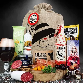 Dárkový potravinový koš Persi - Dárkový koš pro ženu s pivem k narozeninám, vánocům anebo svátku