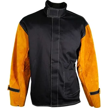 pracovní bunda Sako svářečské z nehořlavé bavlny s rukávy z kůže velikost M