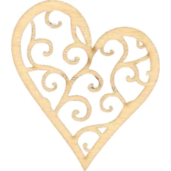 Dřevěná hračka Dřevěný výřez z překližky, SRDCE S ORNAMENTEM 1, 8,2x7cm, 1ks