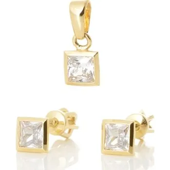 Souprava šperků Souprava náušnic a přívěšku ze žlutého zlata se zirkony ZLSS47F + DÁREK ZDARMA