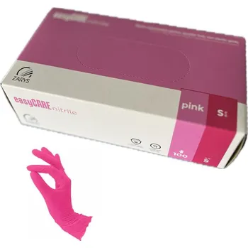 Vyšetřovací rukavice Rukavice easyCARE vyšetřovací nitril. bez pudru, tmavě růžové S - nesterilní