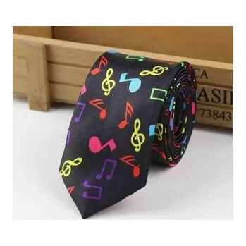 Kravata AE production Kravata černá s barevnými notami