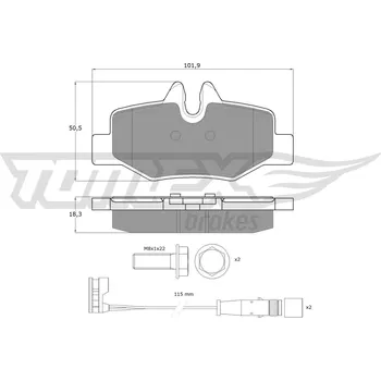 Brzdová destička Sada brzdových destiček, kotoučová brzda TOMEX Brakes TX 15-13