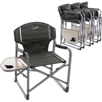 4 ks lehká skládací kempinková židlička se stolkem, nosnost 110 kg