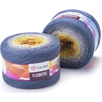 Yarn Art příze Flowers 316 žlutá, šedá, matná modrá