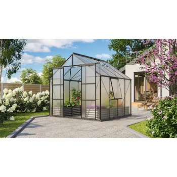 Skleník Obloukový skleník, skleník z polykarbonátu, Vitavia Garden skleník VITAVIA URANUS 6700 PC 6 mm černý LG3569 + Praktické dárky k tomuto zboží
