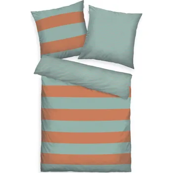 Povlečení Tom Tailor Bavlněné povlečení Warm Coral & Fresh Sage, 140 x 200 cm, 70 x 90 cm, zelená