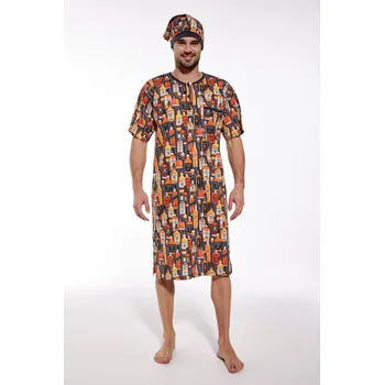 Pánské pyžamo Cornette noční košile pánská 109/23 - grafit, M (Pánská noční košile s krátkým rukávem Cornette 109)