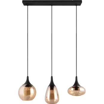 Trio Leuchten 317000313 LUMINA - Závěsné svítidlo s jantarovými stínidly nad jídelní stůl, 3 x E14, šířka 68cm (Moderní závěsný lustr nad jídelní stůl se skleněnými jantarovými stínidly)