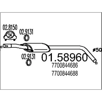 Auto-moto Střední tlumič výfuku MTS 01.58960