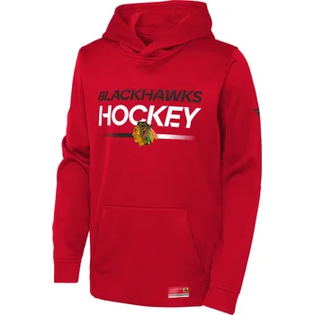 Chlapecká mikina Outerstuff Dětská mikina Chicago Blackhawks NHL Authentic Pro Hoodie Po Hood Velikost: Dětské L (13 - 14 let)