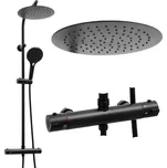 Erga Bergen Therm, sprchová souprava s termostatickou baterií a dešťovou hlavicí 25cm, černá matná, ERG-YKA-BP.BERGEN-THERM-25-BLK