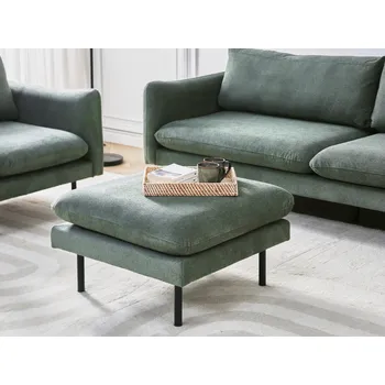 Taburet Čalouněný taburet zelený 70 x 70 cm sametový moderní nábytek do obývacího pokoje ložnice pracovny Beliani