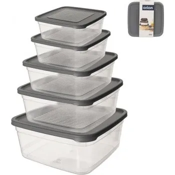 Dóza na potraviny Orion Festiva 153642 5 dílná sada dóz plastové krabičky čtvercové 0,25 l 500 ml 1 l 1,6 l 2,5 l l