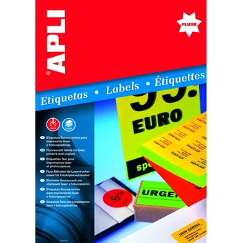 Samolepící etiketa Univerzální etikety Apli, kulaté 60 mm, fluo zelené, 20 listů