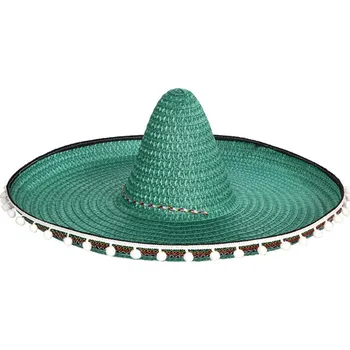 Karnevalový doplněk Sombréro s bambulkama Barva: Zelená