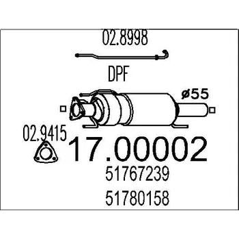Filtr pevných částic Filtr pevnych castic, vyfukovy system MTS 17.00002