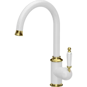 Vodovodní baterie Quadron Rachel Q Line kuchyňská baterie stojící bílá-zlatá/staré zlato 3623504_WHMPVDG1